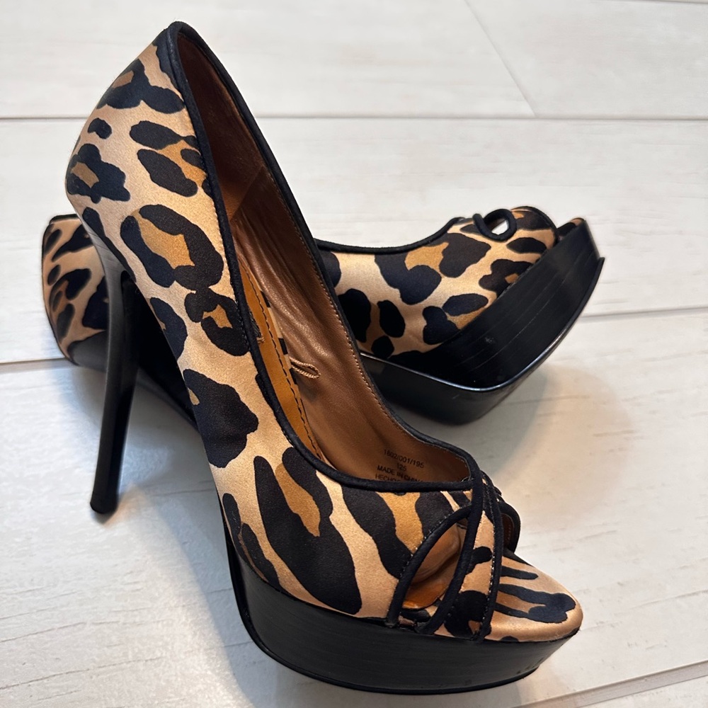 Zara Animal Print Peep Toe Heels